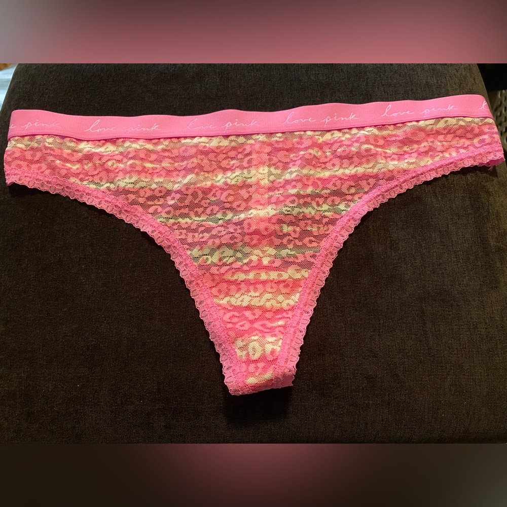 PINK Victoria’s Secret XL Pink Cheetah Thong - XL - Brand New with Tags!